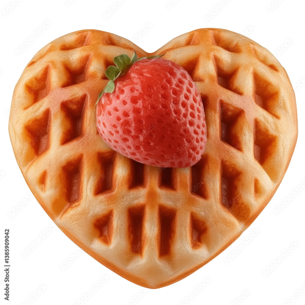 Poster delightful heart-shaped wafer with a fresh strawberry on top creating a sweet and tempting dessert p