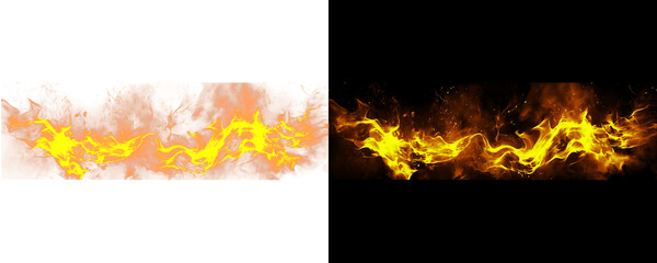 Realistic Flames with Bright Orange and Yellow Glow Isolated on a Transparent Background