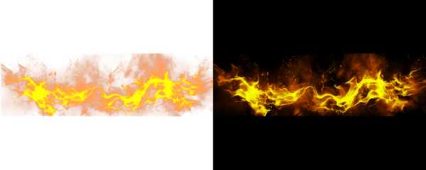 Realistic Flames with Bright Orange and Yellow Glow Isolated on a Transparent Background
