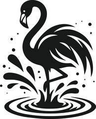 Black vector of a flamingo bird