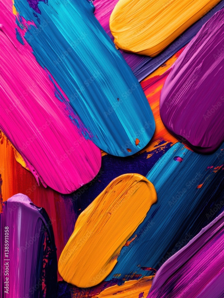 Poster vibrant strokes of acrylic paint creating a dynamic abstract composition full of texture and color i