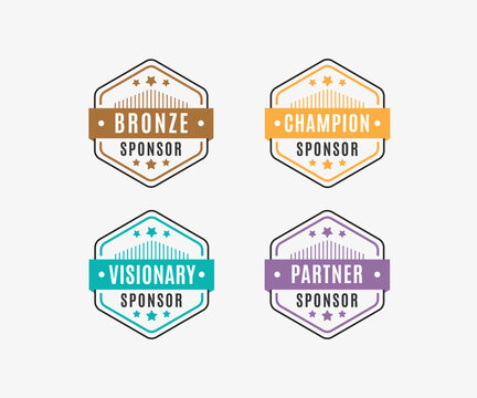 Hexagon Bronze, Champion, Visionary, Partner Sponsor Badge, Vector