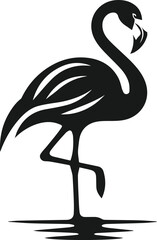 Black vector of a flamingo bird