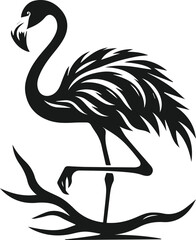 Black vector of a flamingo bird