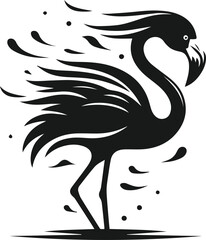 Black vector of a flamingo bird