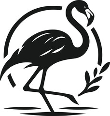 Black vector of a flamingo bird