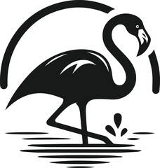 Black vector of a flamingo bird