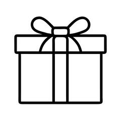 Gift box outline vector graphic present with ribbon bow for birthday christmas and special occasions design