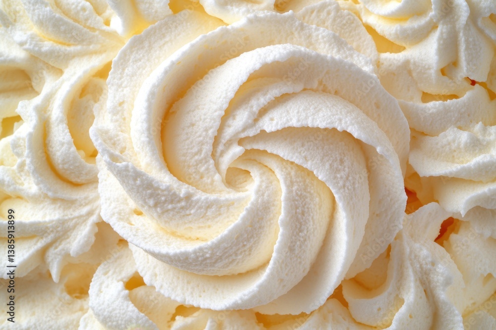 Poster exquisite close up of creamy white frosting swirls creating a delicate floral pattern perfect for ba