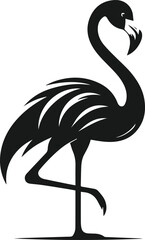 Black vector of a flamingo bird