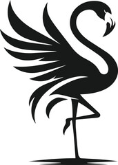 Black vector of a flamingo bird