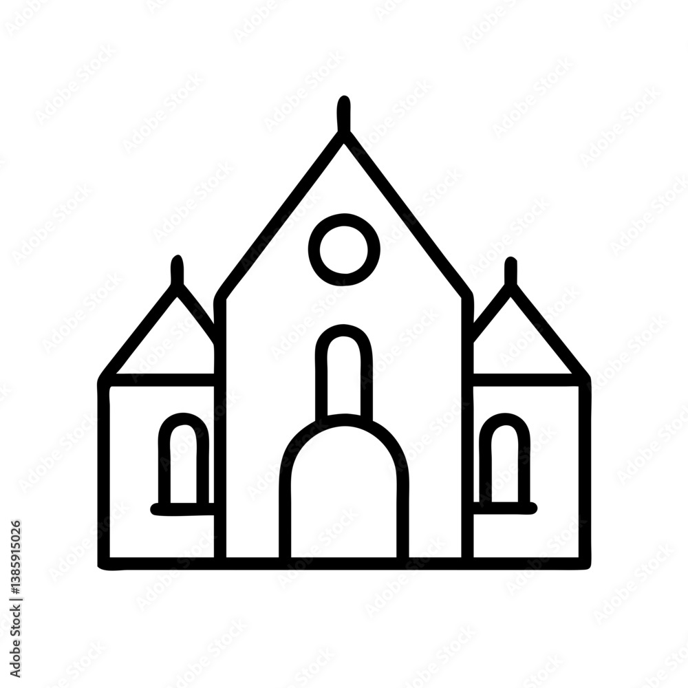 Poster church building vector illustration design for architecture and religion related projects art and de