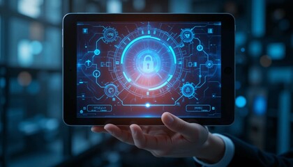 businessman holding digital tablet