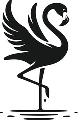 Black vector of a flamingo bird