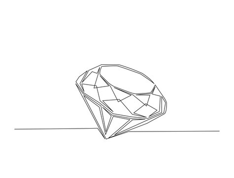 Precious diamond in single line draw illustration. Continuous one line drawing of diamond. Editable stroke.
