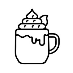 Delicious hot chocolate with whipped cream vector illustration for cafe menu and winter holiday designs