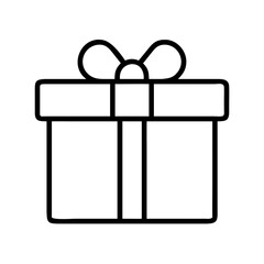 Outline gift box vector illustration present with ribbon bow for birthday christmas or special occasion
