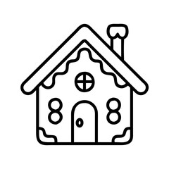 Gingerbread house outline vector illustration for christmas holiday season sweet home design icon drawing 