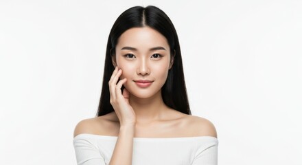 Fototapeta premium Elegant beauty portrait of woman with smooth skin for skincare and wellness inspiration