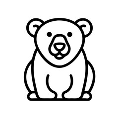 Cute bear outline drawing vector illustration for kids coloring book pages and animal clip art projects
