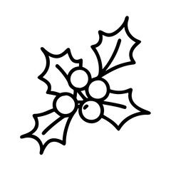Outline christmas holly berry vector design element for holiday season and winter decoration and festive art