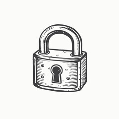 Door lock silhouette black protection vector. closed and open padlock isolated on white background.