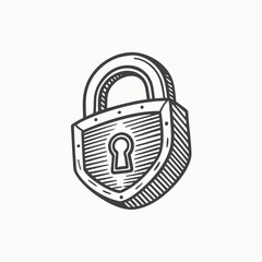 Door lock silhouette black protection vector. closed and open padlock isolated on white background.