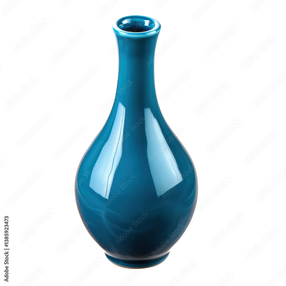 Poster elegant blue vase with a smooth surface displayed against a dark background highlighting its color a