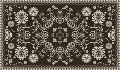 Vintage Arabic pattern.Persian colored carpet.Rich ornament for fabric design,handmade,interior decoration,textiles.Abstract design of persian carpet with geometric ornament.Moroccan style background.