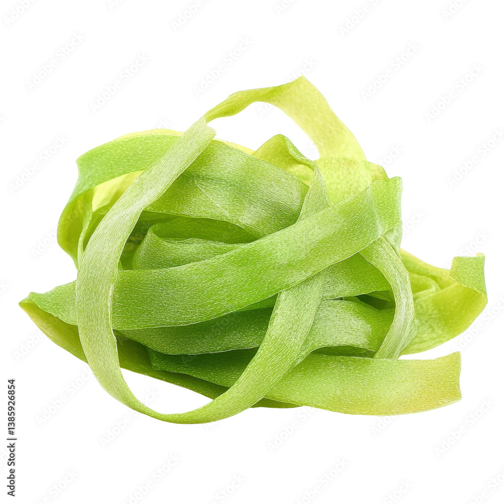 Poster elegant green ribbon tied in a bow perfect for gift wrapping or crafting projects on a white backgro