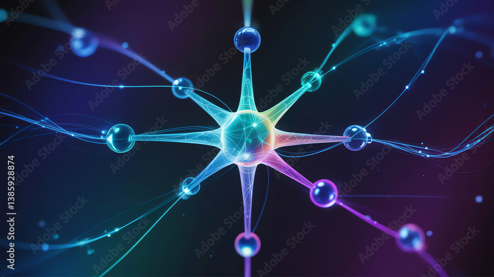 Poster digital ai network with glowing connections for technology and innovation