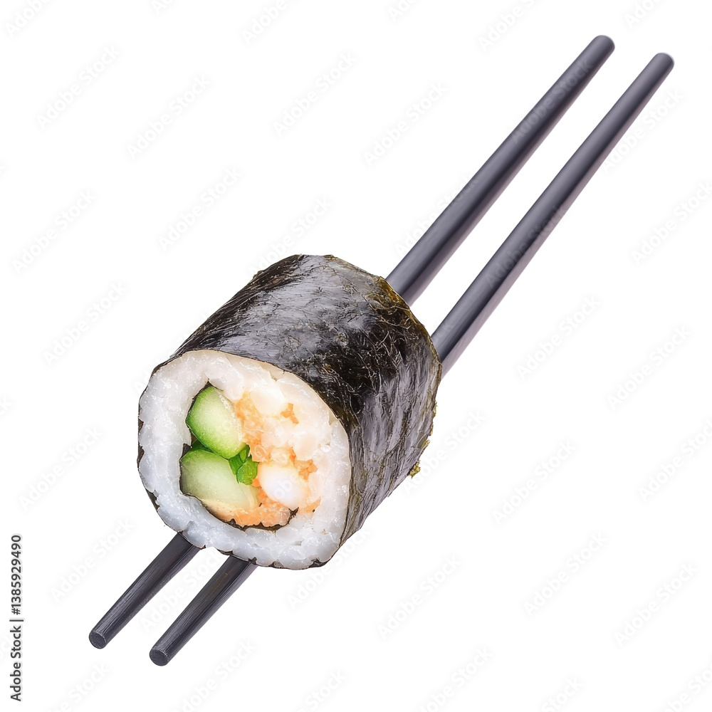 Poster freshly prepared sushi roll with unique ingredients served on a plate ready for enjoyment in a culin