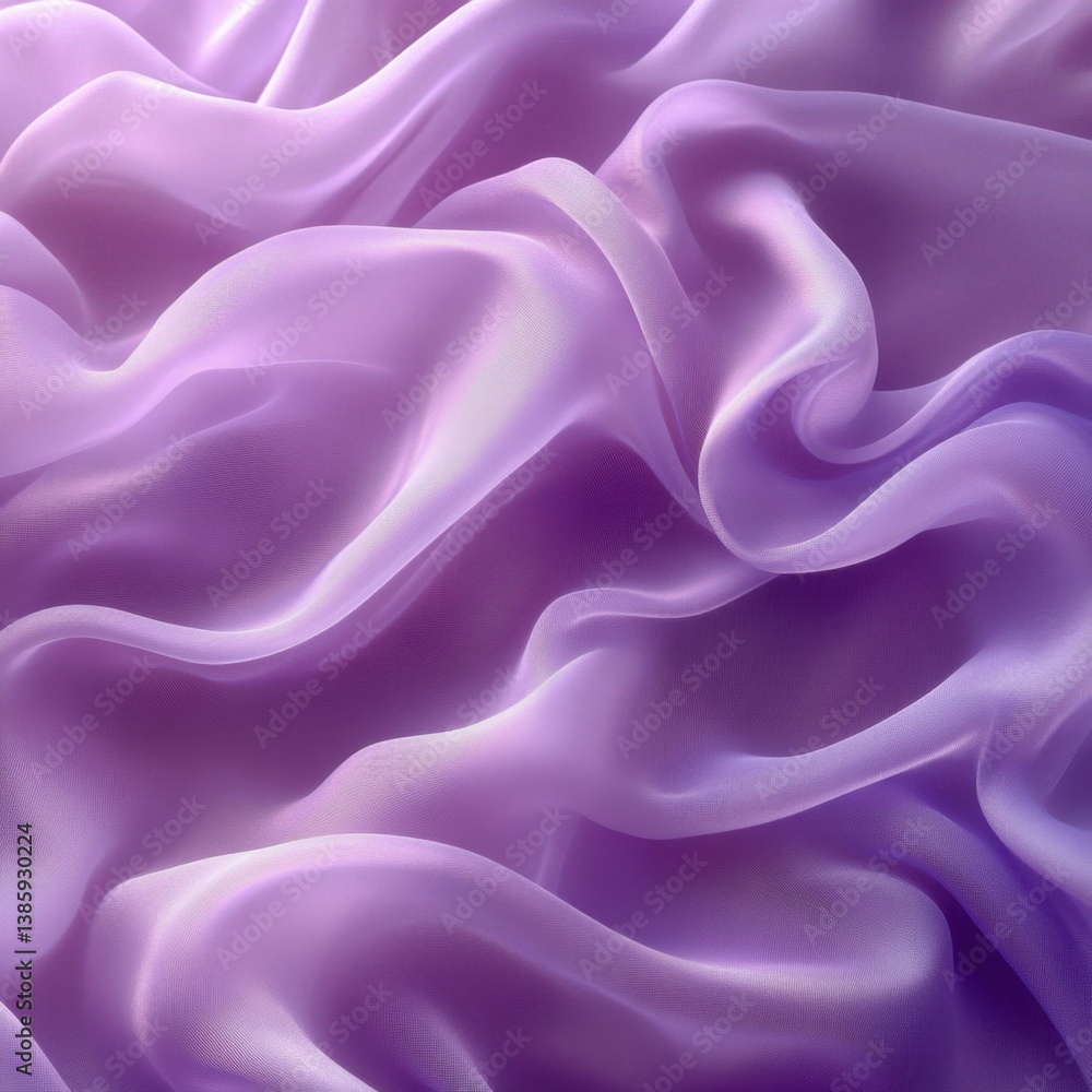 Poster ethereal purple fabric with flowing waves creating a soft and dreamy texture for backgrounds and des