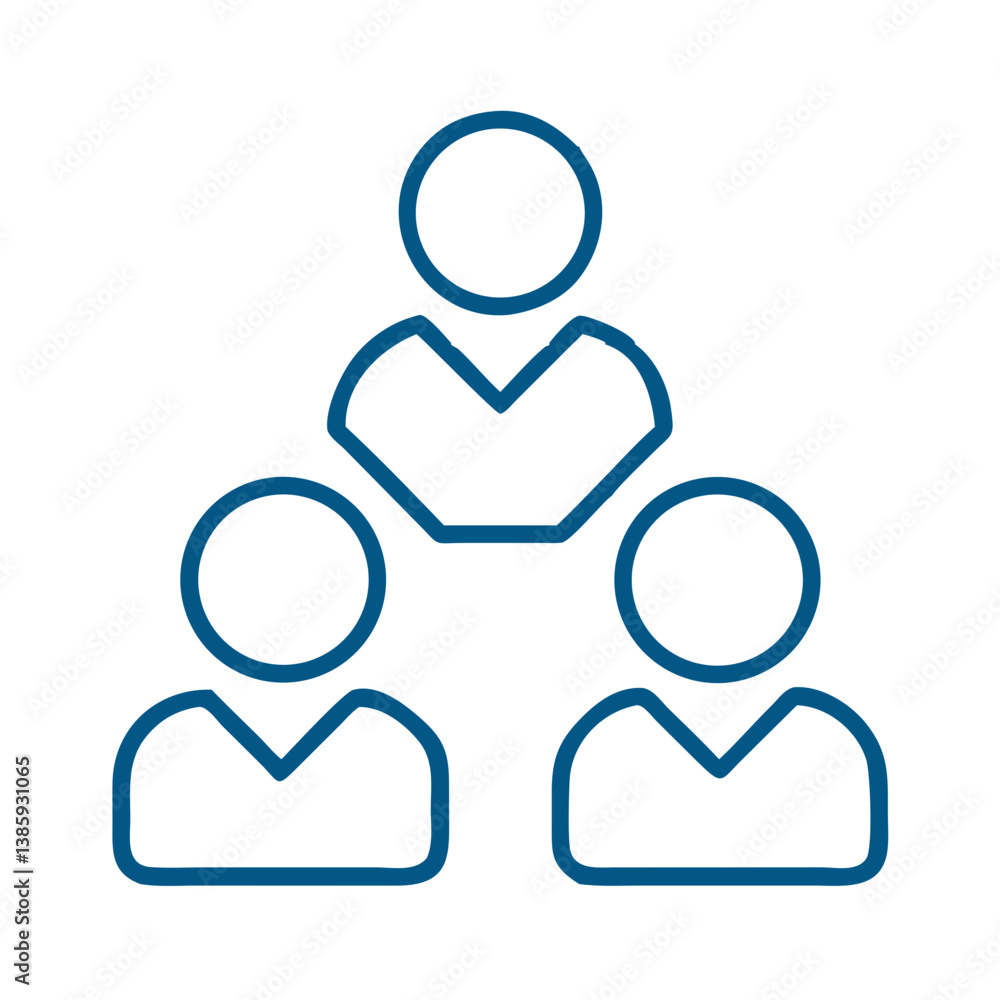 Poster three-person team icon in triangular layout