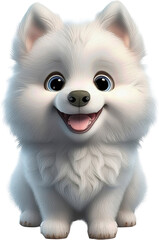 Fototapeta premium perro, pomerania, cachorro, mascota, spitz, blanco, aislada, cuca, animal, engendrar, café, retrato