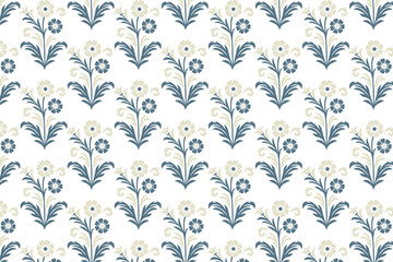 Fototapeta premium floral surface tile with seamless pattern featuring field flowers and ornate foliage for nature-themed textile and cards