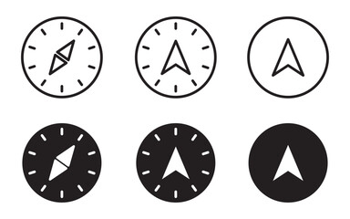 Compass stationary icon. Compass icon set navigation arrow symbol. navigation symbol in glyph icon.