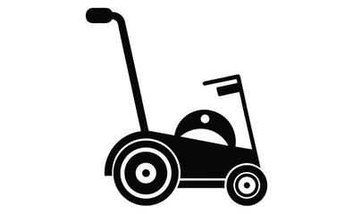 Grass cutting lawn mower silhouette
