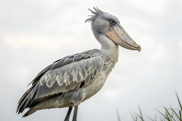 Fototapeta premium a-shoebill-stork-with-white-background