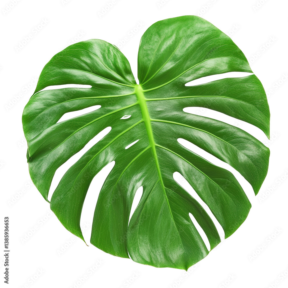 Poster unusual monster leaf with unique shapes and patterns growing naturally in a lush green environment f
