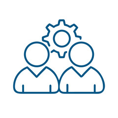 Two people with gear icon in outline