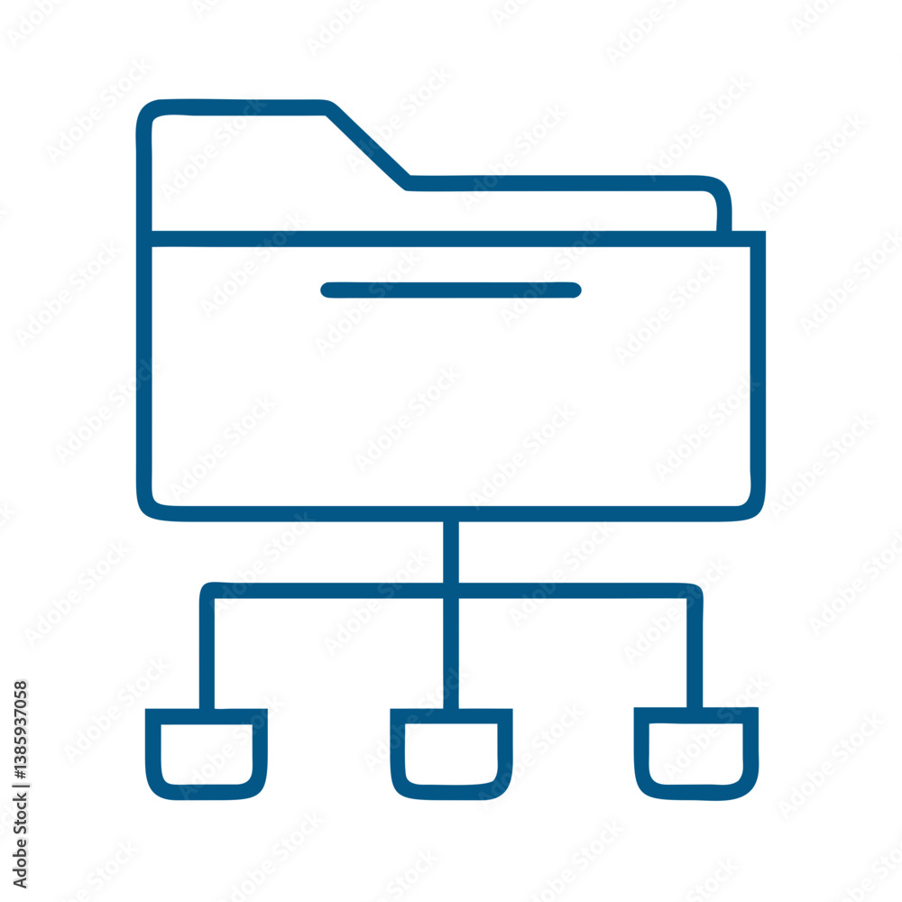 Aufkleber folder with branching structure icon outline