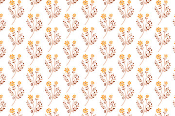 decorative botanical seamless pattern with detailed foliage and floral bunches inspired by spring and summer garden fields


