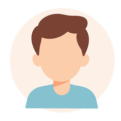 Young boy with neutral expression in simple flat design background -  