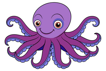 set of funny octopus