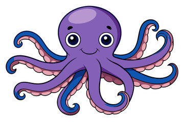set of funny octopus