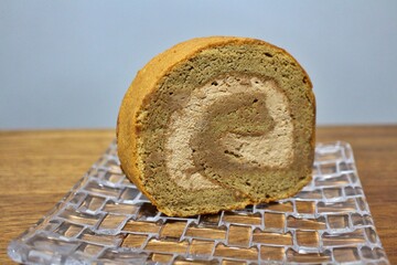 Coffee roll cake purchased at a supermarket in Tokyo, Japan
