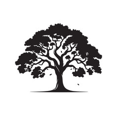 Obraz premium A vector tree silhouette captures nature's seasonal growth with detailed branch and leaf art