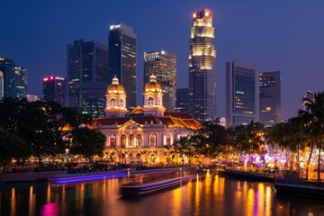 Obraz premium City skyline at dusk