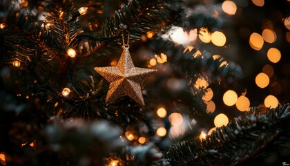 Christmas star on tree